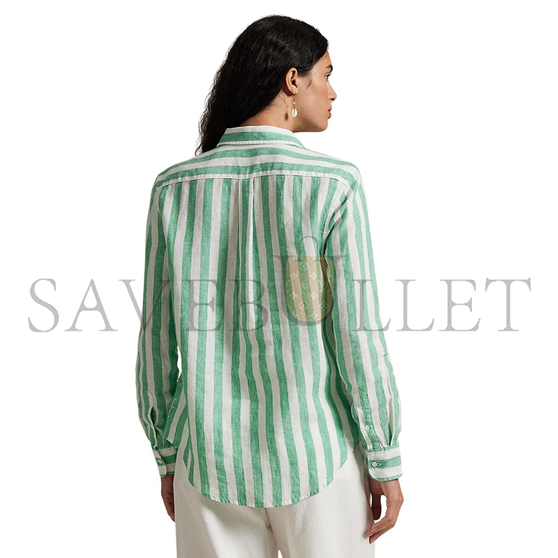 POLO RALPH WIDE CROPPED STRIPED LINEN SHIRT 100002709